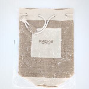 DiSaronno Velvet Cream Canvas Drawstring Bucket Bag / Backpack with Pocket - NEW